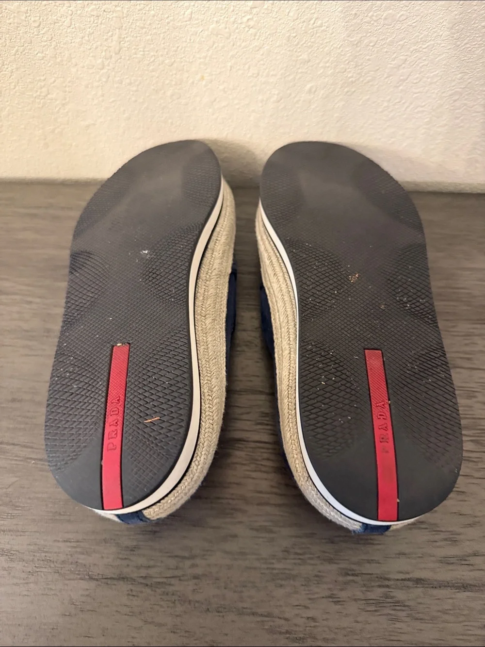 PRADA Navy Blue Suede Espadrille Platform Slip on Sneakers IT 37 US 7